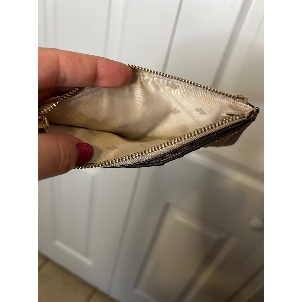 Kate Spade Rose Gold Glitter Card Holder Slim Zip Wallet Shimmy Staci Sparkle - Picture 4 of 4